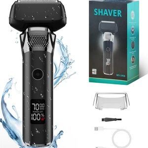 NEW! Electric Foil Shaver Rechargeable Cordless Dry Wet Pop-Up Trimmer Black